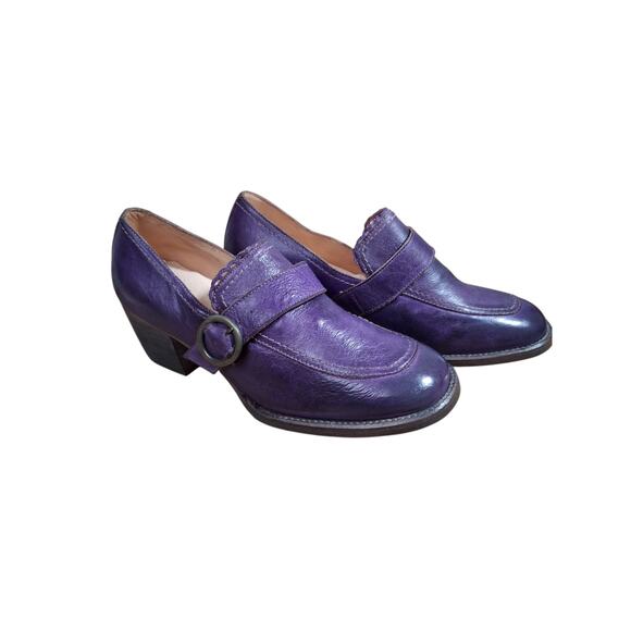 Bed-Stu Oak Tree Farms Womens size 8 DYBA Leather Lavender Chunky Buckle Loafers - Picture 6 of 15